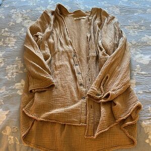 We The Free Brown Button-Down Shirt